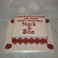 Square Ruby Wedding cake