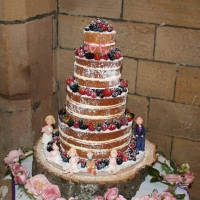 4 tier naked cake with sugar models