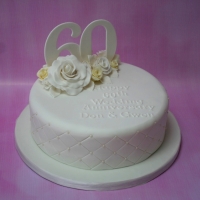 Lemon &amp; white roses 60th Anniversary cake
