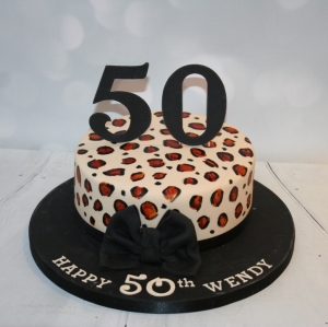 Leopard print 50th cake - single tier