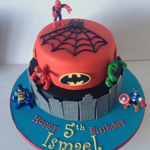 Two tier superhero cake