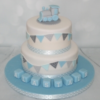 Blue/grey christening cake