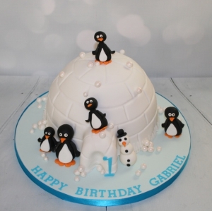 Penguin igloo cake
