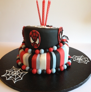 Two tier Spiderman cake