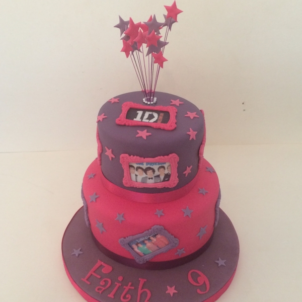 One Direction cake - pink/purple