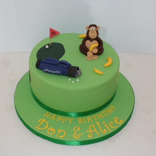 Golf &amp; monkey theme joint cake