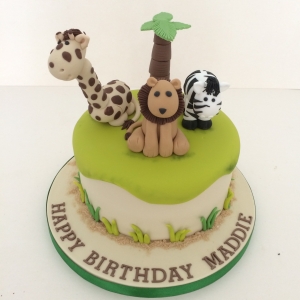 Single tier Safari animal cake