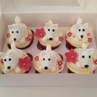 Westie dog cupcakes