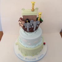 3 tier Noah&#039;s Ark christening cake