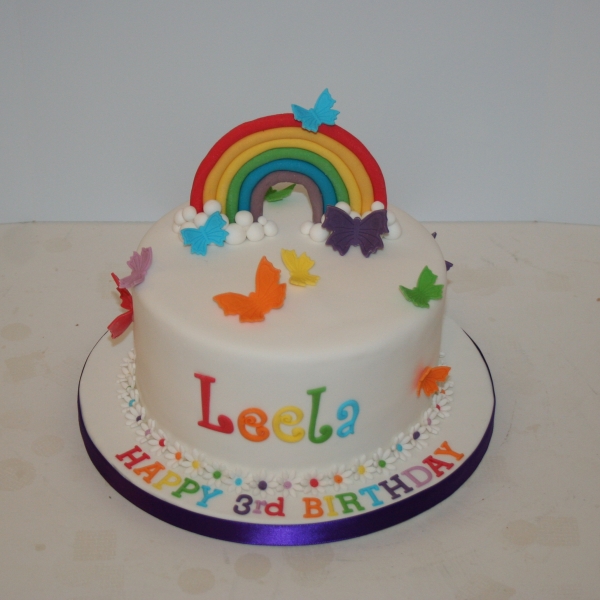 Rainbow &amp; butterflies cake