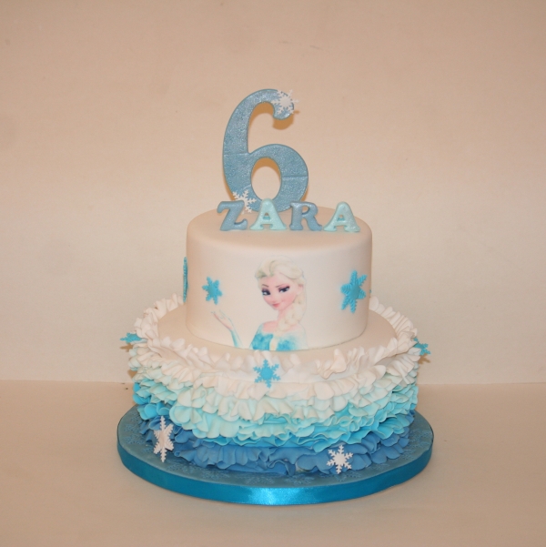 Elsa 2 tier ruffle cake