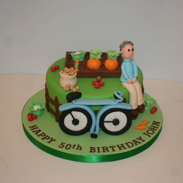 Allotment &amp; cycling theme cake