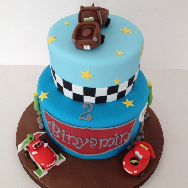Two tier Cars theme cake