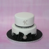 Black, white & diamante cake - 2 tier