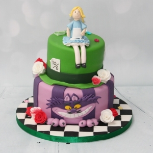 Alice in Wonderland themed cake - 2 tier