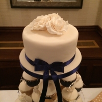 Ivory / navy cake for cupcake tower