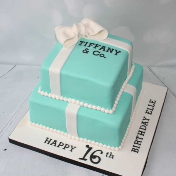 16th birthday 2 tier Tiffany Box cake