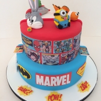2-tier double sided cake - comics view