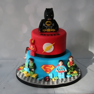 Lego superhero 2 tier cake