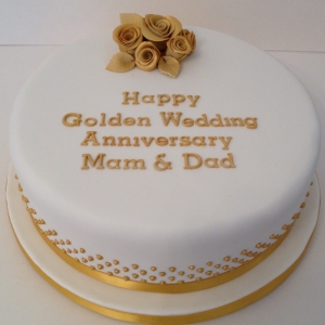 Round Golden Wedding Anniversary cake