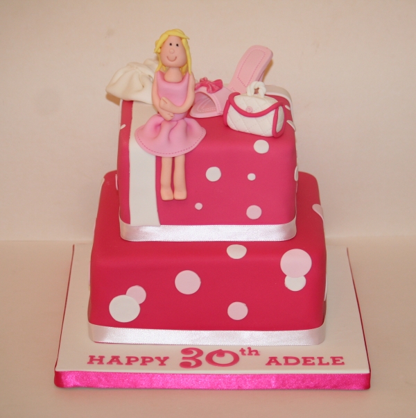 2 tier pink handbag &amp; shoe cake