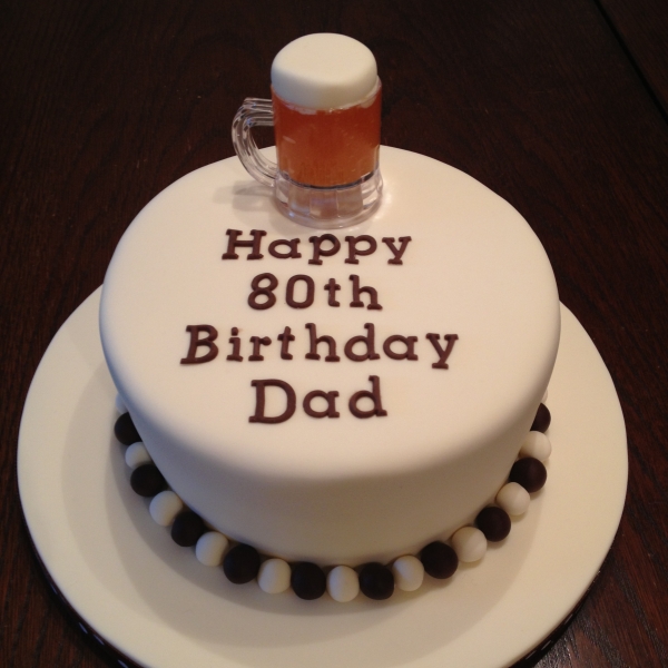 Beer themed 80th birthday cake