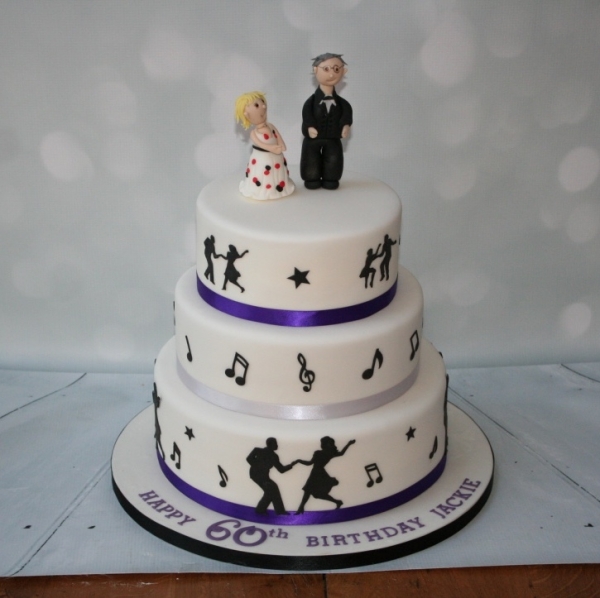 3 tier 60th birthday dancing theme cake