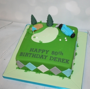 Square golf themed cake